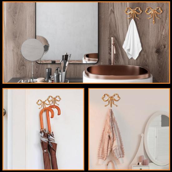 Metal Bow Shape Wall Hooks Decorative Key Bag Hanging Hook Load-bearing Towel Hat Jacket Key Holder for Home Decor