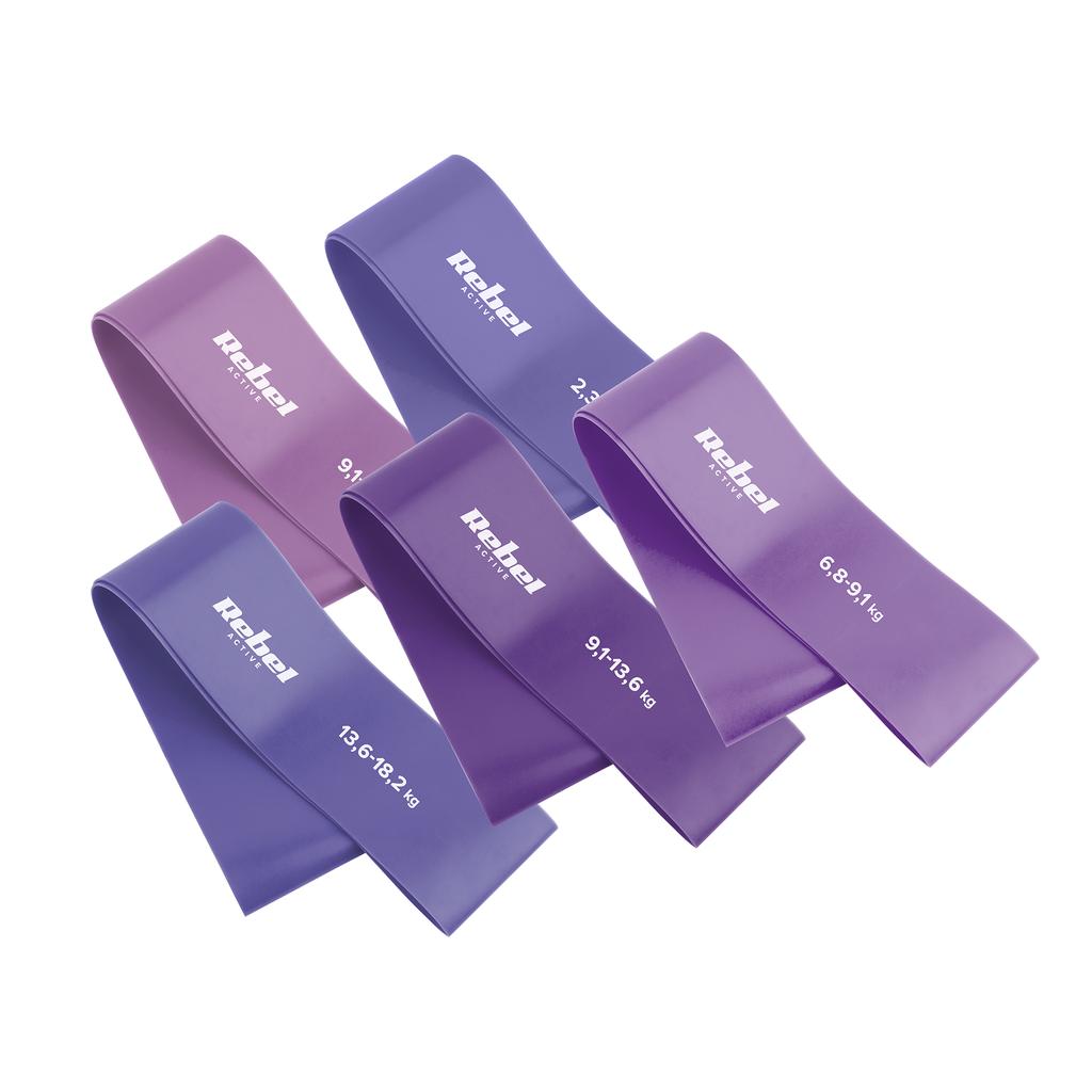 Set Of 5 Rubber Bands For Exercise Training, Rehabilitation Fitness Band Rebel