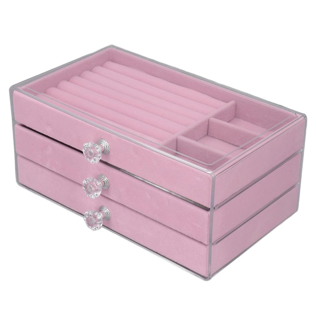 Acrylic Jewelry   3 Drawers Storage Box Transparent Jewelry Display Stand rrings Necklace Holder Case
