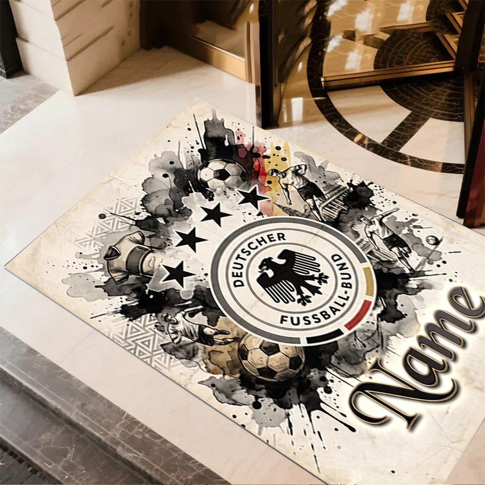 German Football Crest Artwork Floor Rug Office Rug Design for Entryway Playrooms Dining Room Hallway Anti-slip Rug Decorate Offices Gift for Festivals