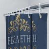 Luxury Printed Custom Name Bath Shower Curtain with Blue Golden Floral Design Personalized Decor for Home Bathroom ELIZABETH