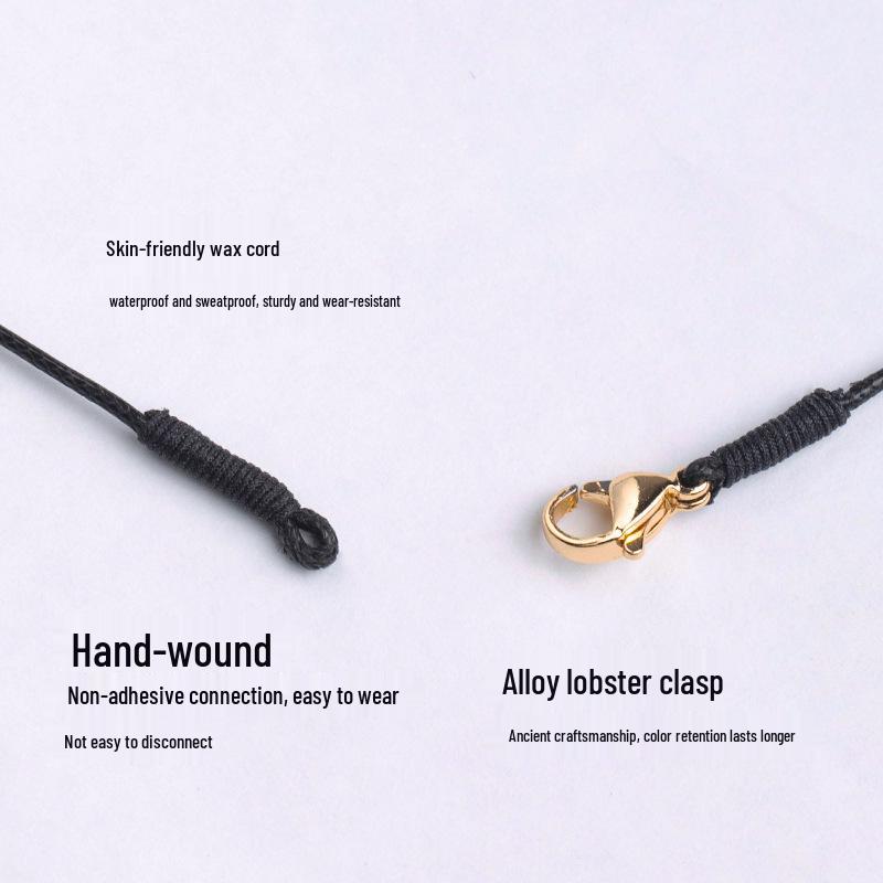 Handmade Black Waxed Leather Necklace with Gold Pendant