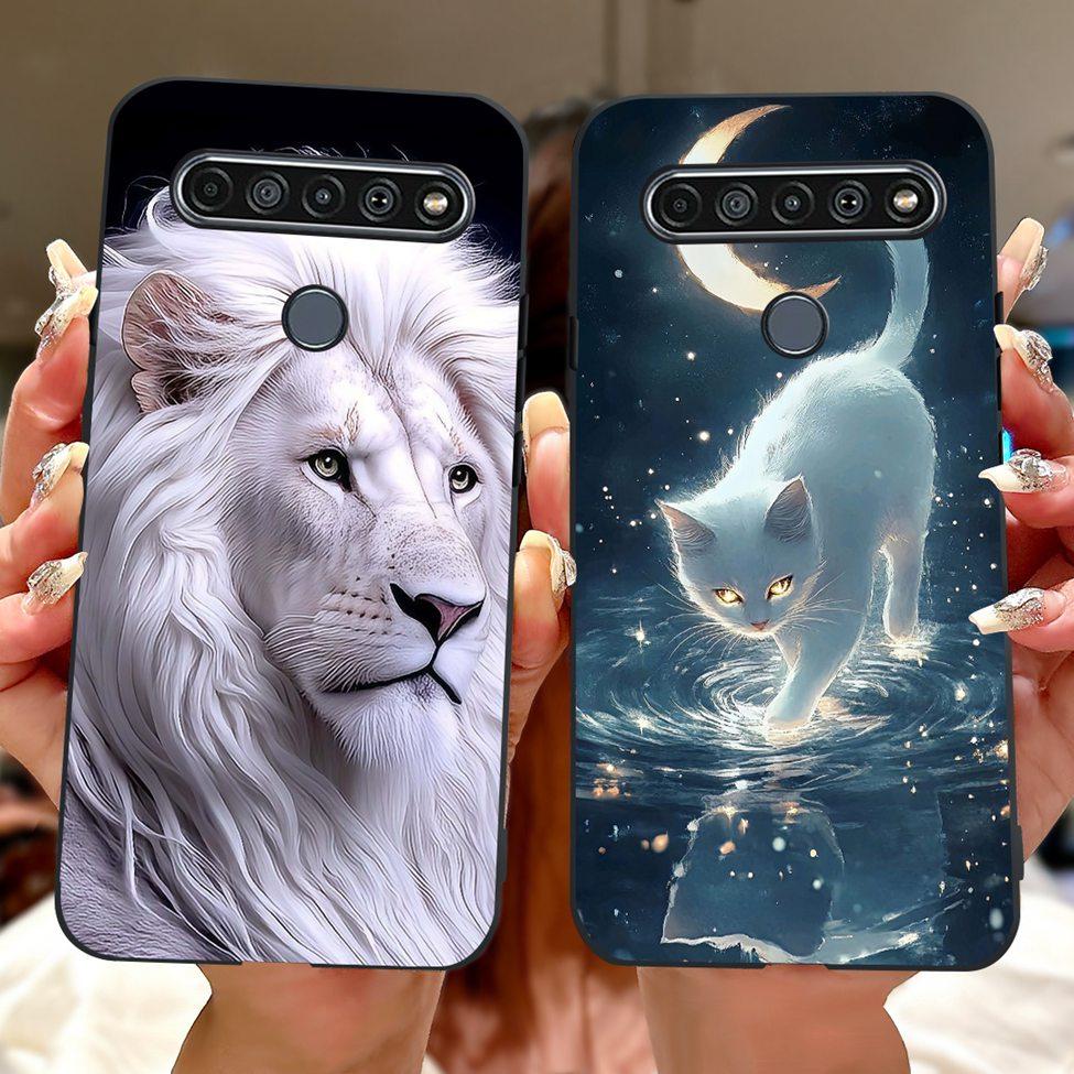 2020 For LG K41S LM-K410 Cover For LG K51S Case LM-K510 Luxury Butterfly Love Cute Cat Cool Handsome Lion Painted Black Silicone