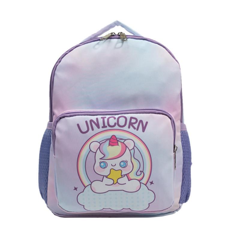 Adorable Toddler Backpack For Boys And Girls With Oxford Fabric And Cartoon Pattern Purple