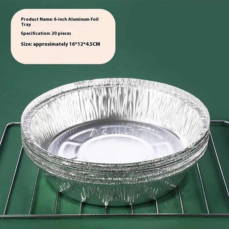 

20Pcs Round Foil Trays Foil Flan Dish Silver Foil Food Container Disposable Aluminum Foil Plate Tin Foil Pie Pans For Air Fryer