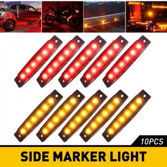 10x LED Smoked 6 Lights Side Marker For Challenger Dodge Front & Rear Amber/Red