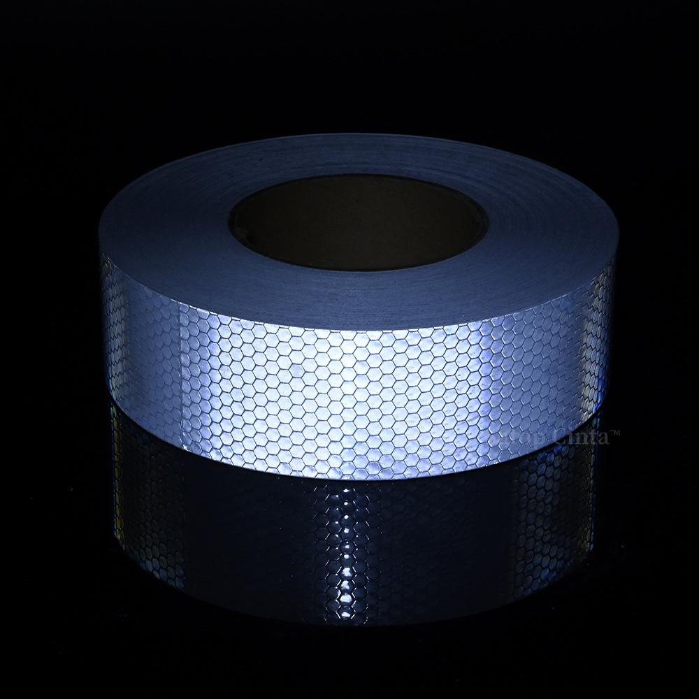 5CM Bright White Adhesive Reflective Tape Honeycomb Bike Reflector Tape Waterproof Road Safety Stickers For Bicycle Trucks 50M