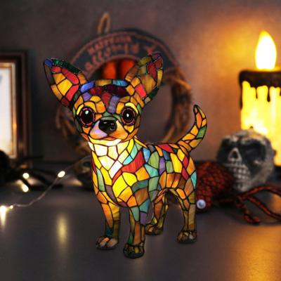 Mačacia lampa Vitrážové živicové sklo Nočné svetlo Mäkká teplá žiara 3D lampa na nočný stolík so zvieracím motívom Dekorácia spálne