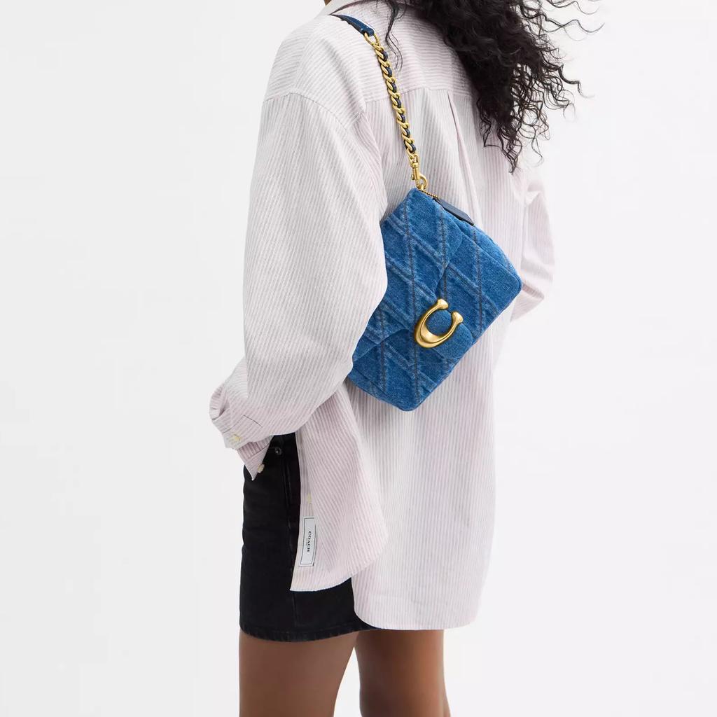 Coach Tabby 20 Shoulder Bag Quilted Denim Chain Strap Gold Hardware Casual Daily Handbag CAL94-B4RHO