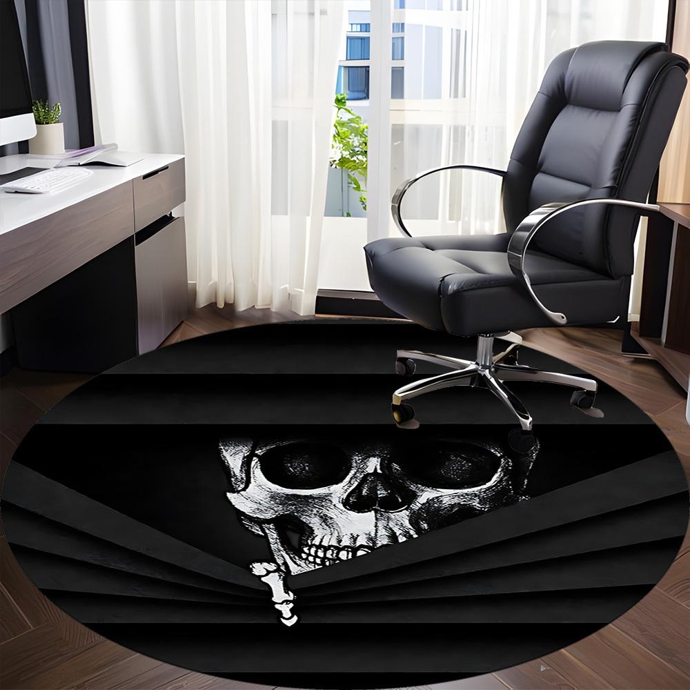 1pc Skull Pirate Office Round Area Rug, Mat Suitable For Office, Under Office Chairs Bedroom Living Room Home Decor, Room Deco
