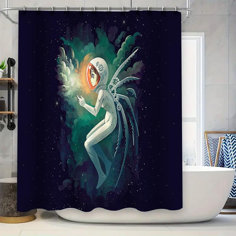 

Galaxy Witch Shower Curtain Celestial Fantasy Space Mystical Home Decor Witchy Bathroom Set Dark Aesthetic Room Decor W60H190(CM)-1 Pcs