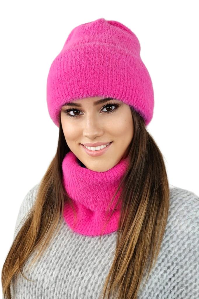 Benita Alpaca Hat and Scarf Set Raspberry Color