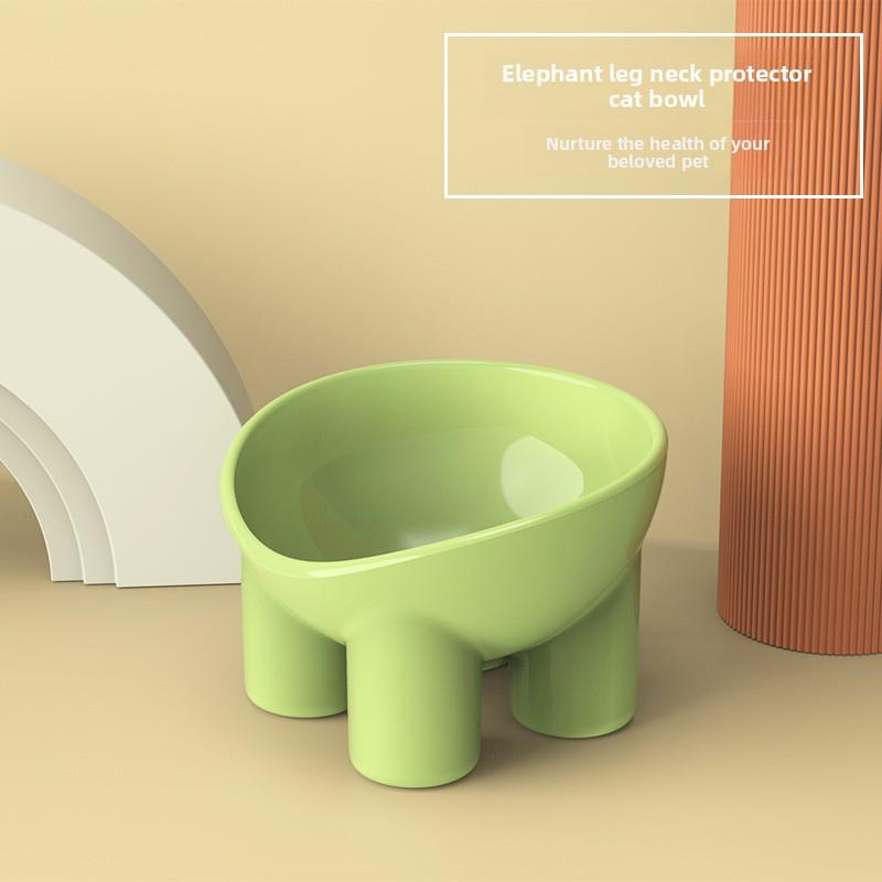 Neck-protection Cat Bowl, Macaron Color, Elephant-shaped Legs Bowl, Large-capacity Cat Food Bowl, Plastic High-legged Pet Bowl