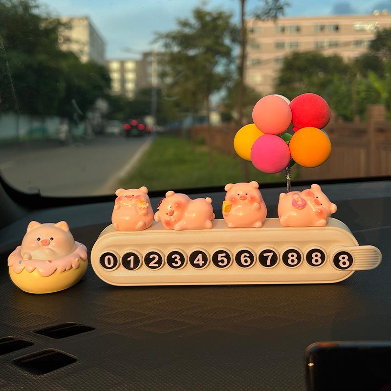 Adorable Pig Parking Phone Number Plate - Car Interior Ornament