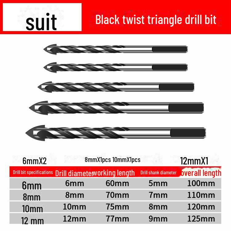 4-Edge Cross Tile & Glass Drill Bit Set for Ceramics