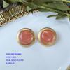 French Romantic Silver Needle Stud Earrings Electroplated Real Gold Stone Gemstone Enamel Glaze Ancient Stud Earrings