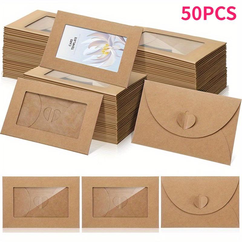 

50/100 шт. Мини-конверты-открытки из крафт-бумаги для рассады с застежкой-сердечком 10,2x7,1 см Карточки «Спасибо» для свадеб Корпоративных мероприятий