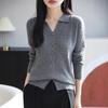2025 Spring Women's Loose Lapel Pure Wool Cable Knit Sweater