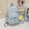 Korean Style Women's Casual Nylon Backpack - Cute, Large Capacity, Solid Color, Fresh Design, Small Laptop Compatible