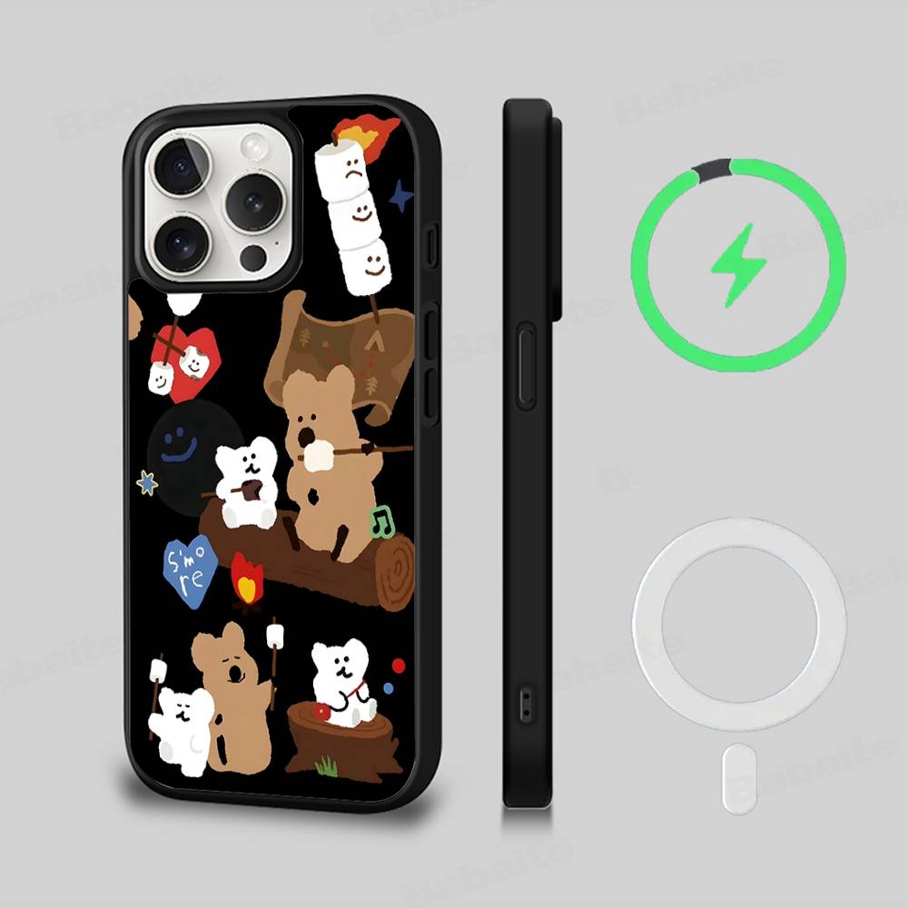 Cute Bear Quokkas Magsafe Phone Case For IPhone 16 15 14 13 12 11 17 Pro Max Plus Magnetic Wireless Cover