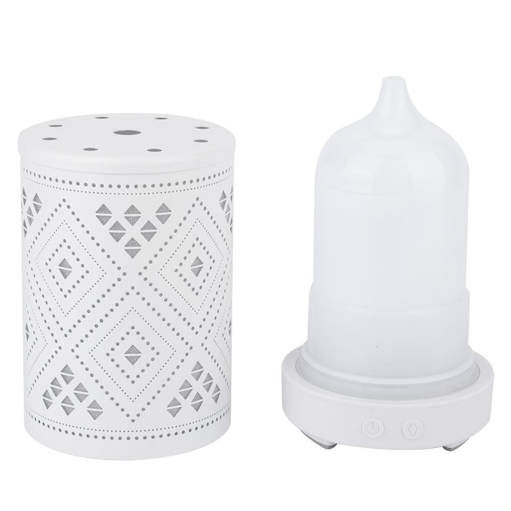 Desktop Hollow Iron Humidifier Aroma Diffuser with Colorful Night Light White