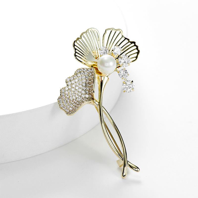 Small Fragrance Classic Double C Letter Pearl Brooch