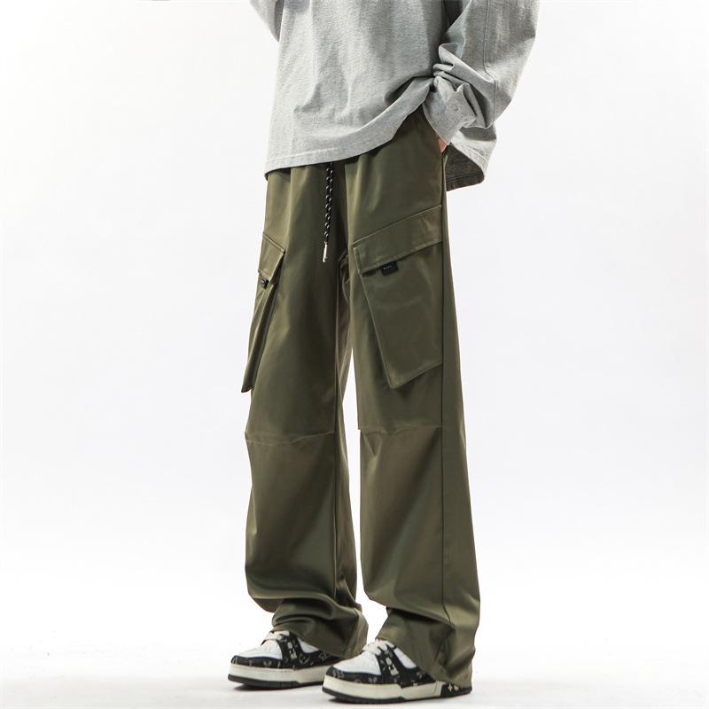 

Spring and Autumn New Casual Pants Overalls Men s Versatile Wide-leg Loose and Loose Multi-pocket Trousers 4XL