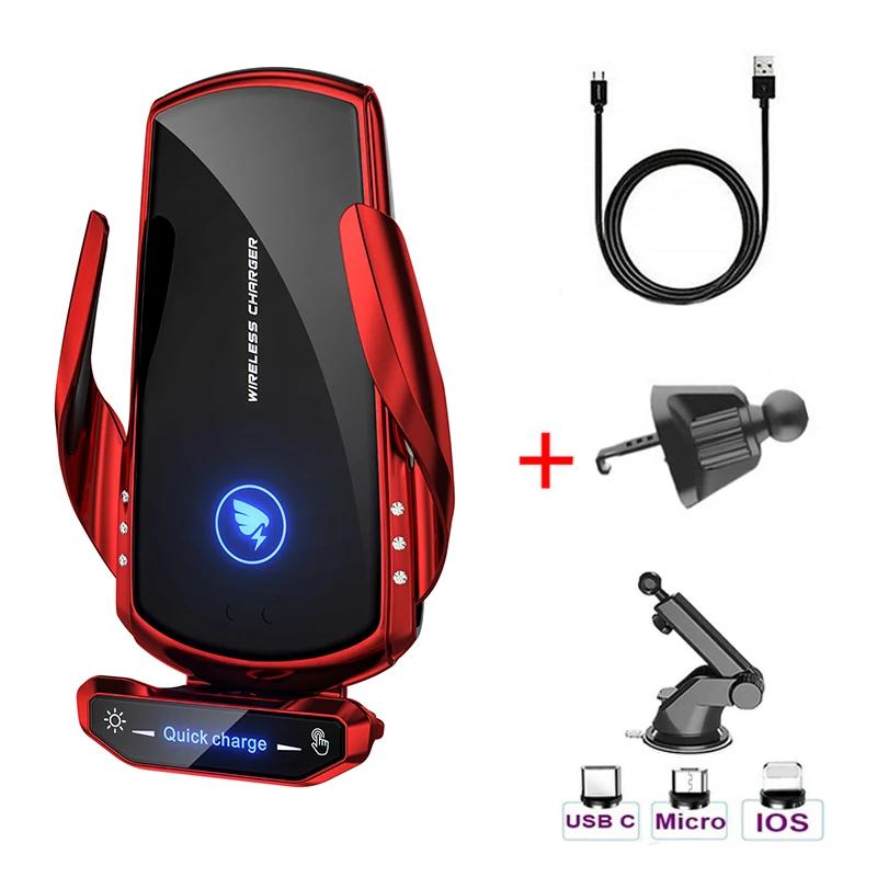 100W Uchwyt Samochodowy na Telefon Ładowarka Bezprzewodowa Szybkie Ładowanie Dla iPhone 11 12 Pro Xiaomi Samsung Magnetyczna Bezprzewodowa Ładowarka Samochodowa