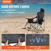 Camping Folding Chair for Adults, Portable Heavy Duty Outdoor Quad Lumbar Back Padded Arm Chairs with Side Pockets, Cup Holder and Cooler Bag for