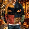 Men's Loose Fit Raglan Sleeve Sweatshirt with Stand Collar and Halloween Print for Parties and Daily Wear
