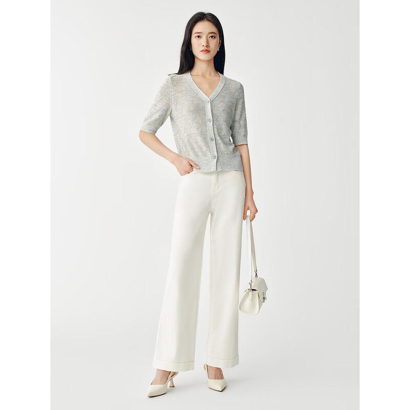 JUZUI Women's Romantic Beaded H-line Knit Cardigan