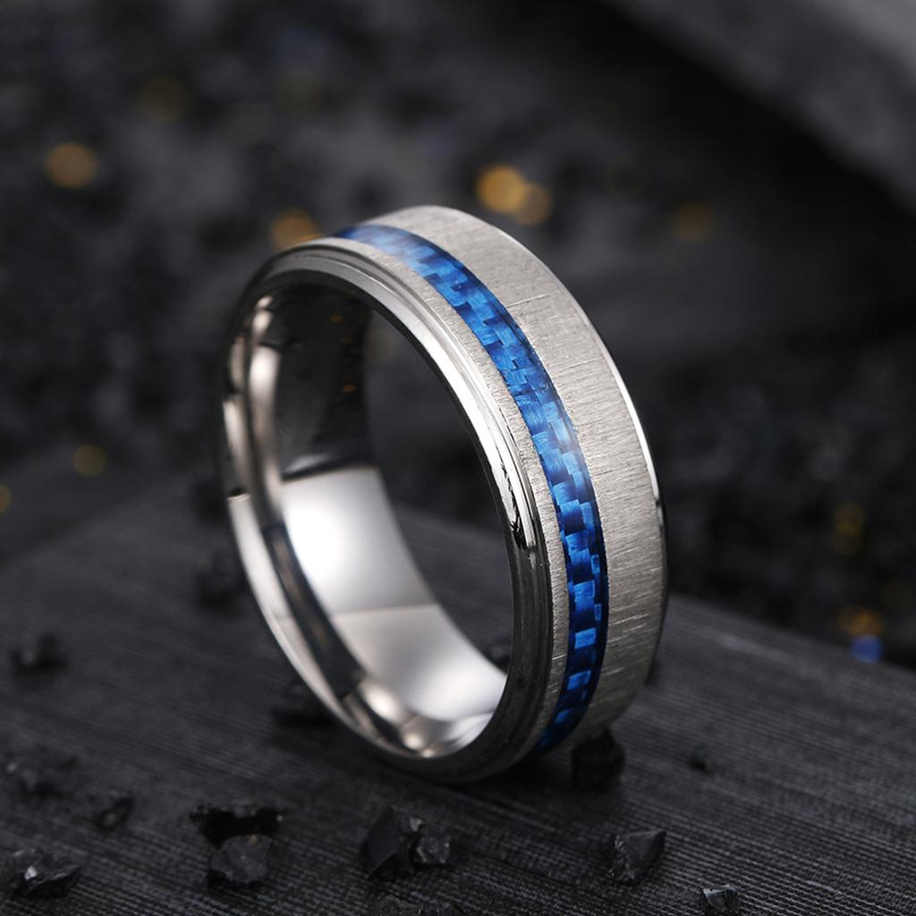 European and American New Jewelry Brushed Matte Ring Carbon Fiber Titanium Steel Men's Ring Bracelet