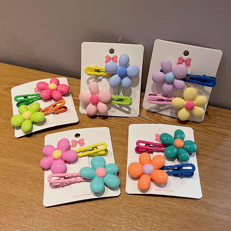2 Stück Einfache Blume Baby BB Clips Mädchen Haarspangen Haarspangen Kinder Kopfschmuck Kinder Haaraccessoires Pony Haarspange Kopfschmuck