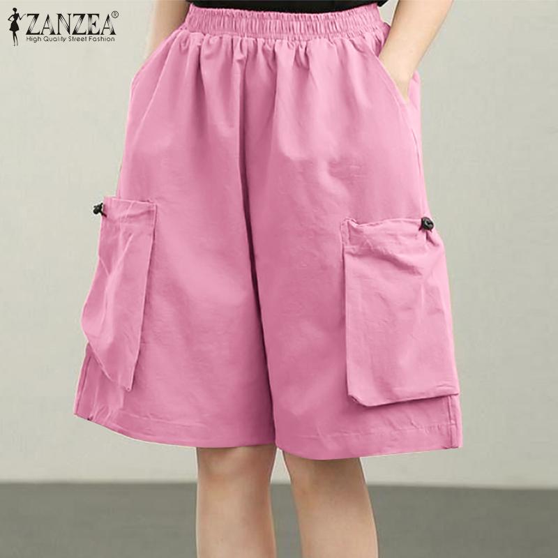 

ZANZEA Women Summer Casual Elastic Waist Wide-Leg Shorts S чёрный