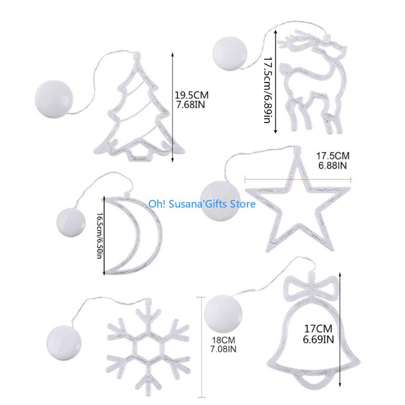 090D Plastic Window Suction Cup Lights Holiday Decor for Christmas 8 Shapes to Choose