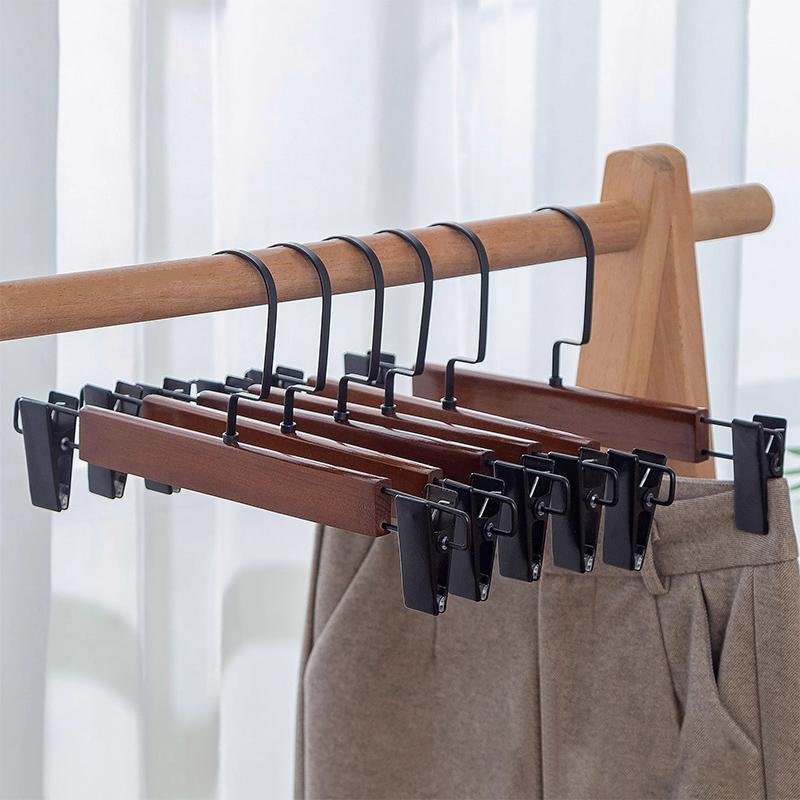 10/20/30pcs Pants Hanger for Store,Retro Solid Wood Trouser Hangers Clip Space Saving for Dress,Wardrobe Organizer Clothes Rack