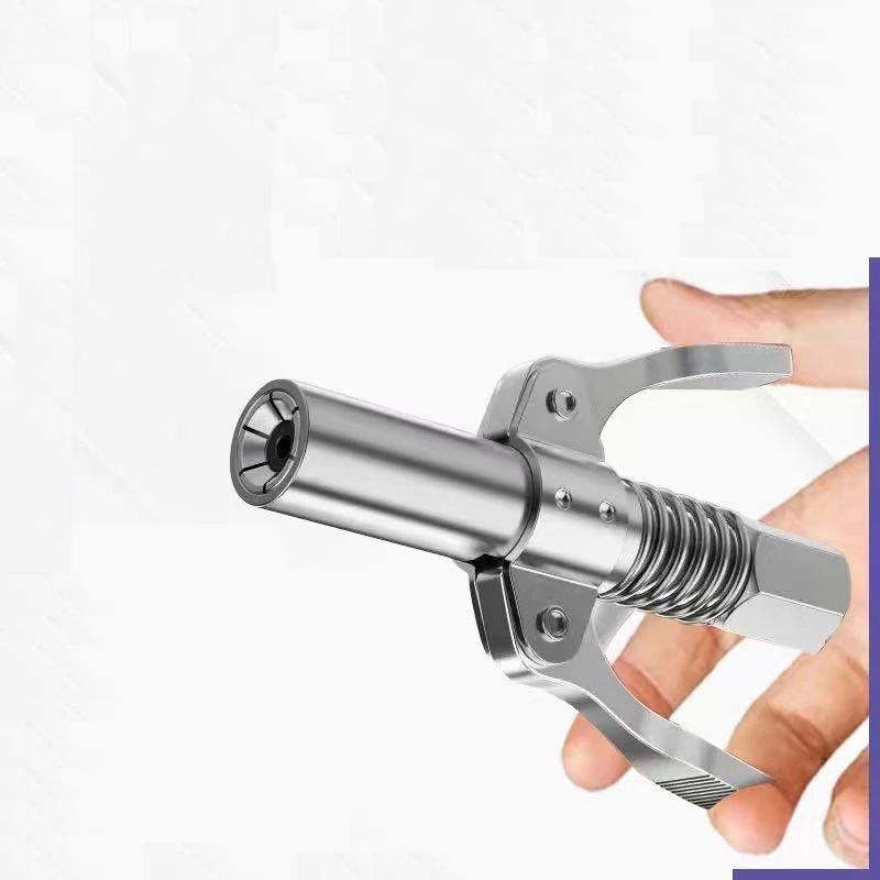 1PC Grease Tool Coupler Heavy-Duty Quick Lock and Release Double Handle Stainless Steel Leak-Free Grease Tool Tip