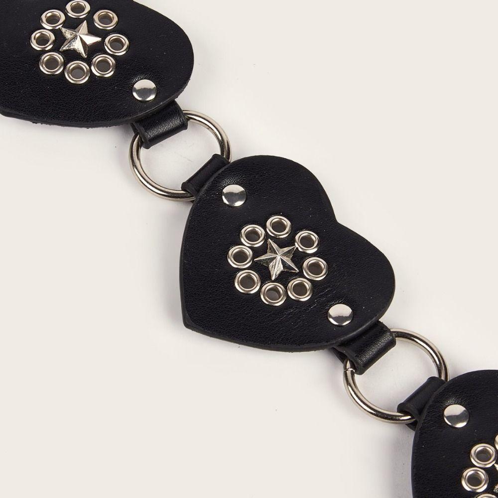 Metal Heart Belt Spice Girls PU Leather Waistband Casual Rivet Belt  Ladies