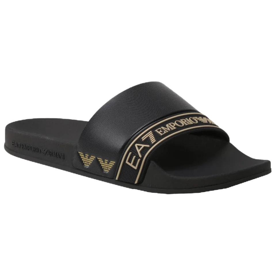 Emporio Armani EA7 Slip-On Round Toe Beach Sandals Unisex Sandals Black 7X000110AF15128MC139