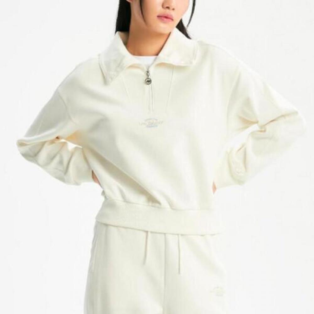 

NeW Balance W Signature Semi Crop Half Zip Up sWeatshirts nbnce1W212 64 cream／85