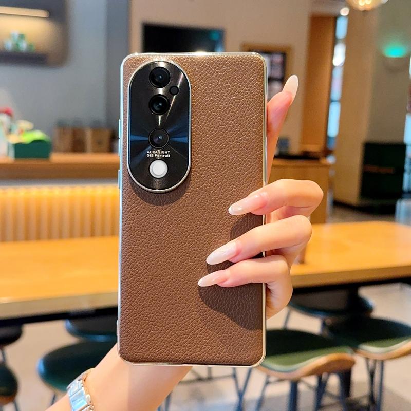 For Vivo V31 5G/V40 Pro/V50/V50 Pro/V60/X200 FE Case Lychee Pattern Leather Metal Alloy Camera Frame Protection Back Case Cover