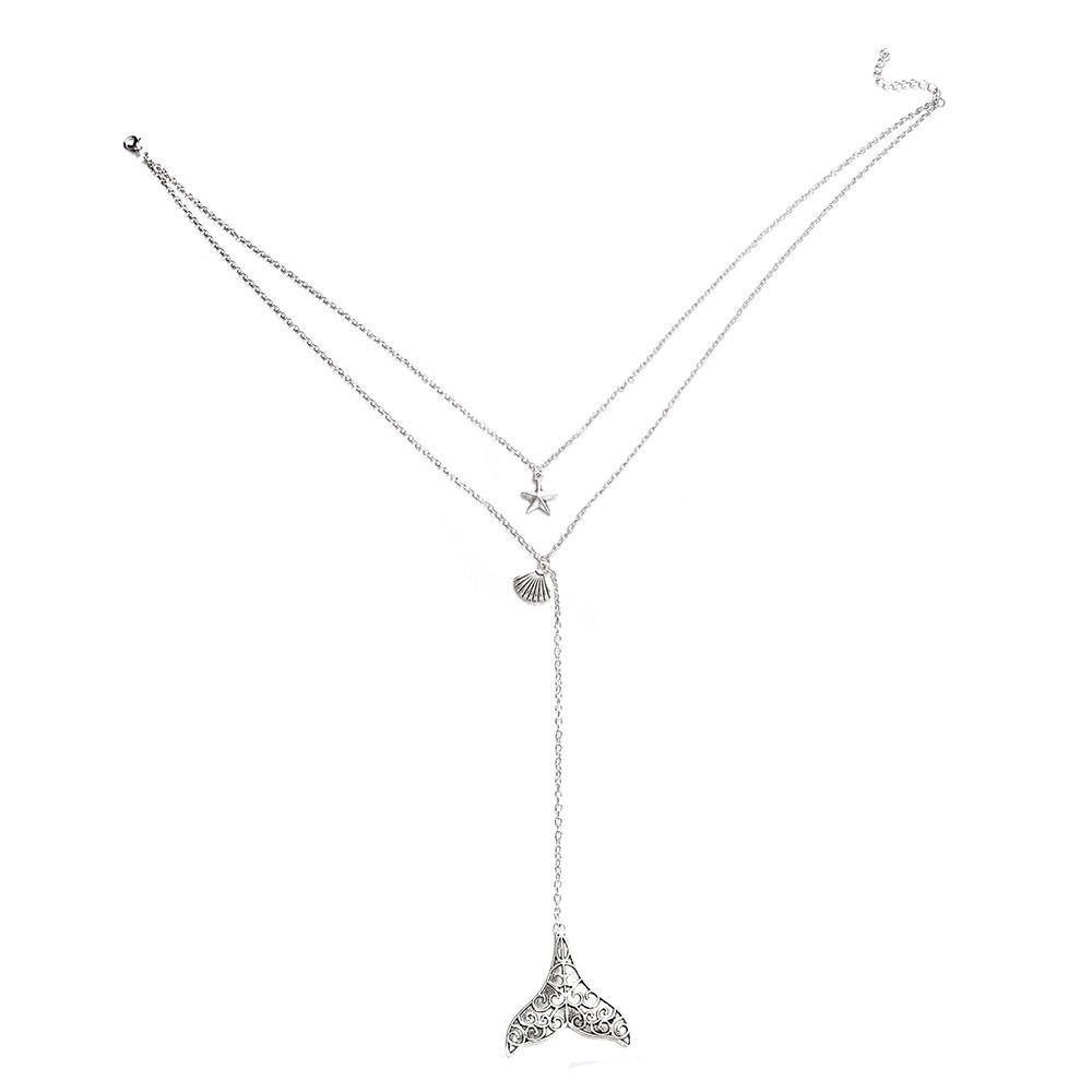 Accessories Starfish Scallop Fish Tail Multi-Layer Necklace Short Collarbone Chain