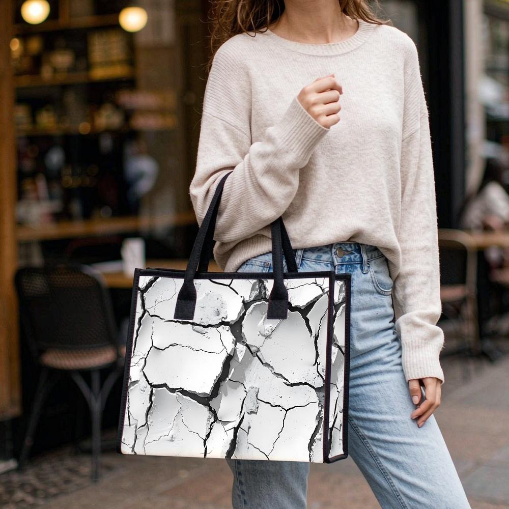 Cracked Pattern Large Tote Bag for Daily Commute Shopping