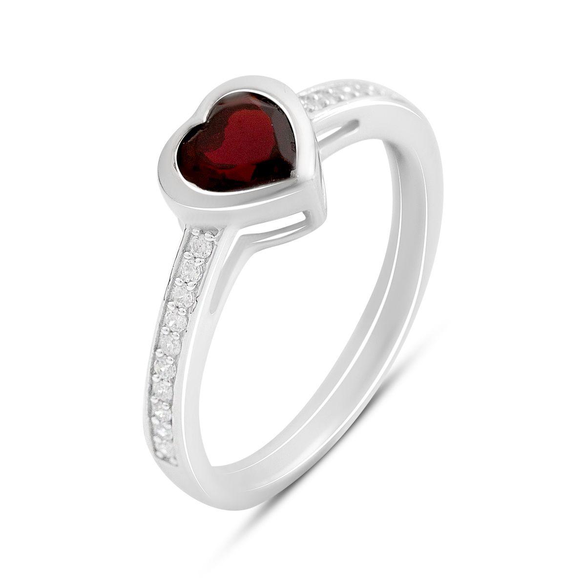 

Silver ring with artificial garnet nano 0.9ct, item weight 2.28 g (60002403) 17.5 темні цукерки apple червоний колір