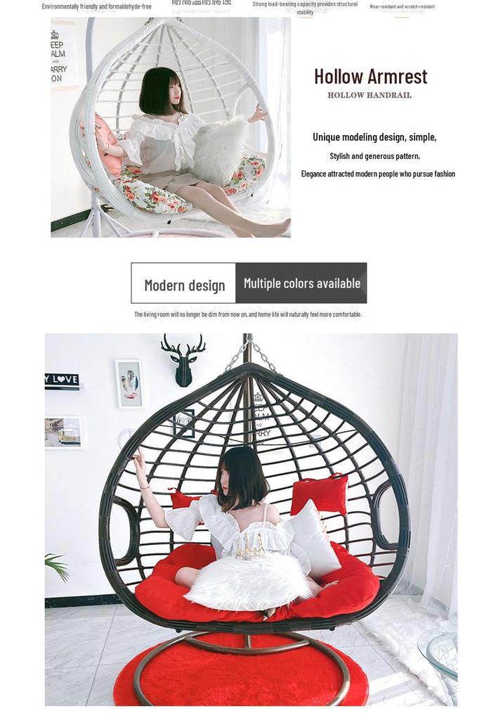 Double Wicker Hanging Basket Chair: Indoor/Outdoor Bird's Nest Swing Chair for Balcony & Leisure