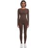 Seamless Tight-fitting High-waisted Ski Suit Shapewear Sports Running And Cycling Long-sleeved Yoga Suit For Women