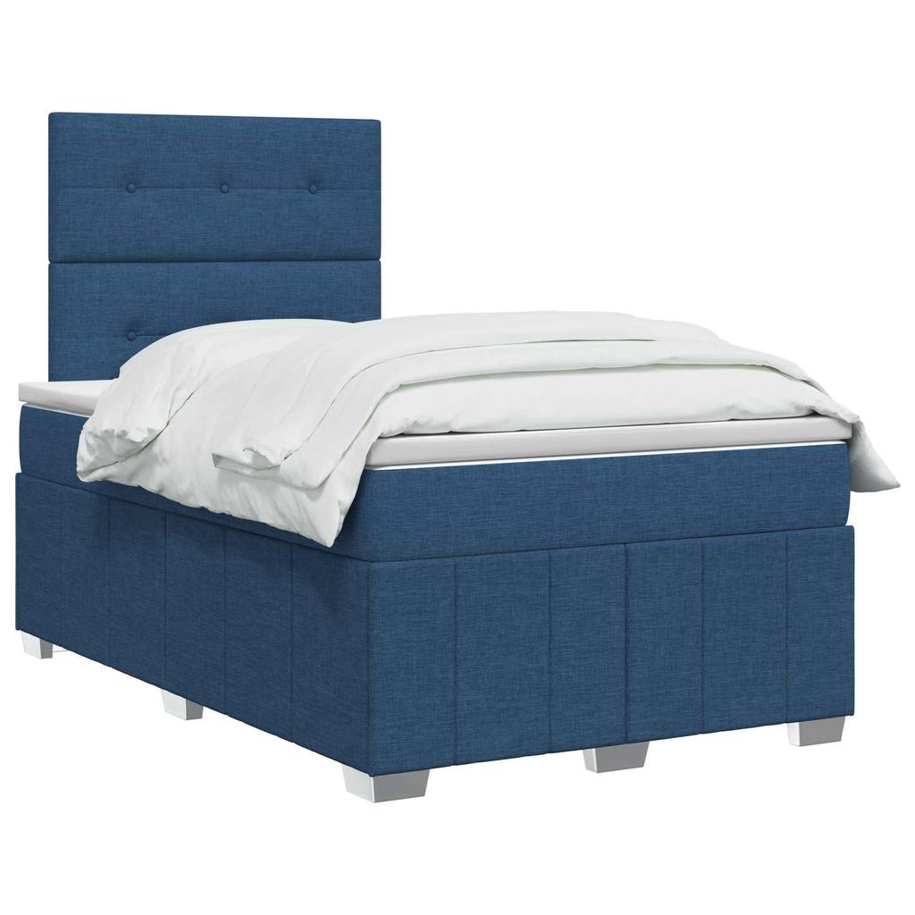 Box Spring Bed with Mattress and Headboard Blue 120 x 200 cm Fabric