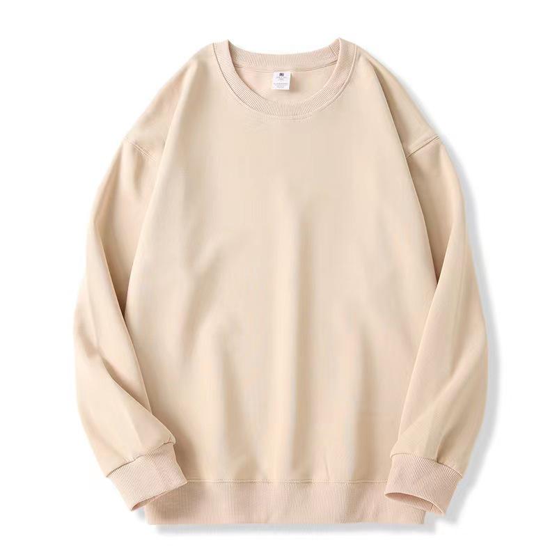 Pure White Heavyweight Cotton Pullover Sweatshirt - Round Neck, Korean Style