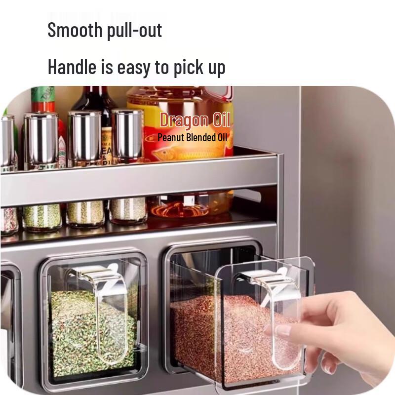 Modern 3-Tier Countertop Spice Rack with 5 Grids & Hanging Rod