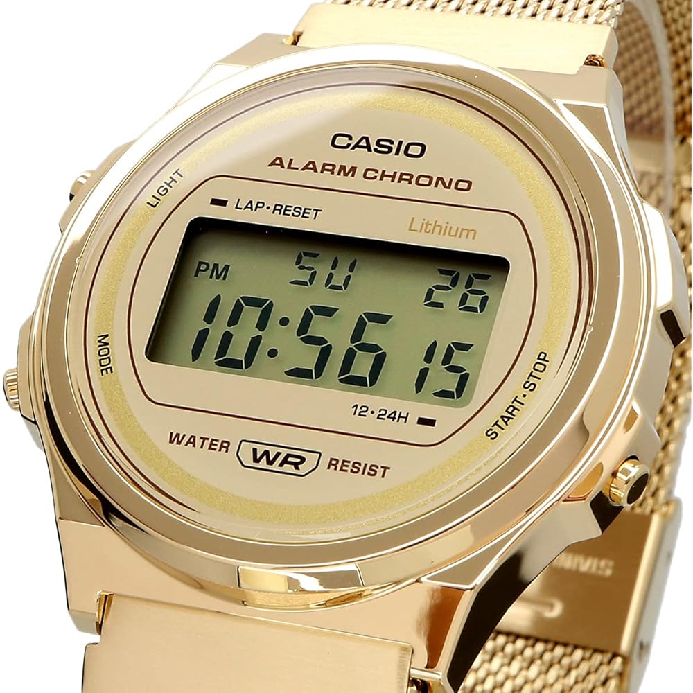 Casio Standard Vintage A171WEMG-9A Analog Watch Gold Stainless Steel Case Water Resistant